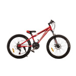 Велосипед 24 Cross Bike Storm, рама сталь 13, 21 швидкість, дискові гальма, червоний (без щитків) у коробці