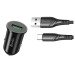 Зарядний пристрій автомобільний Avantis A915 QC 3.0/18W+ Type-C cable 3A Black